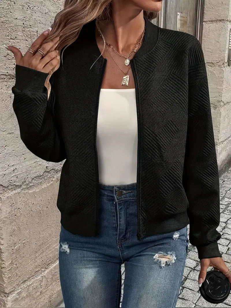 Jessica | Textured Zip-Up Cardigan