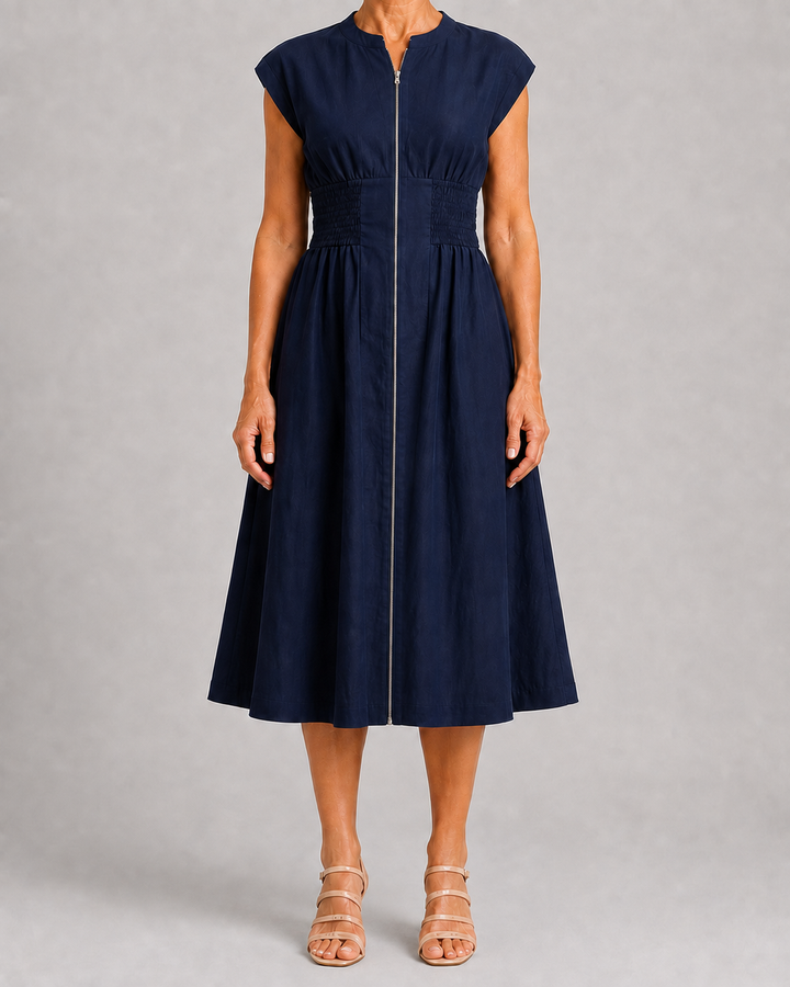 Adeline | Zip Front Midi Dress