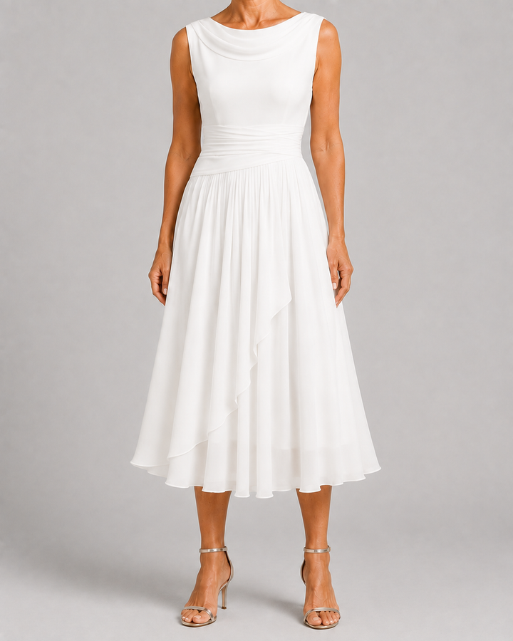 Vivian | Sleeveless Pleated Midi Dress