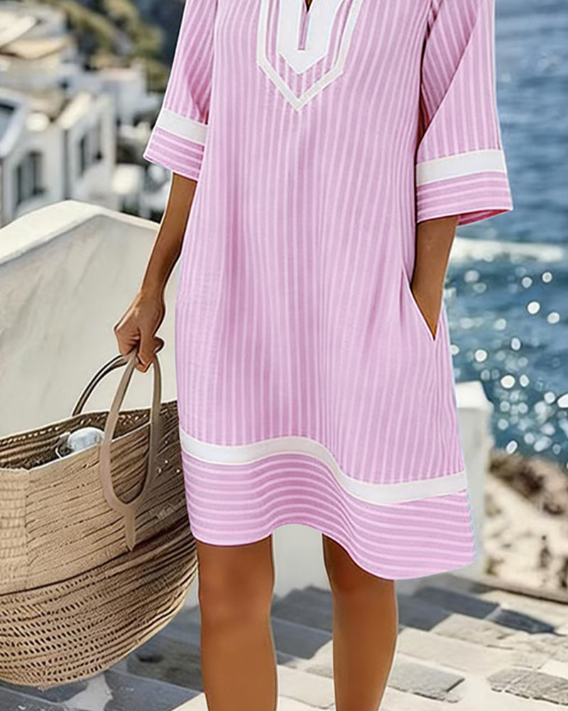 Megan | Striped V-Neck Dress