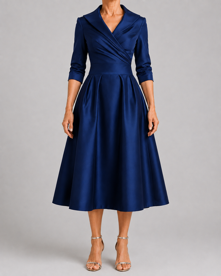 Evelyn | Portrait Collar Midi Dress
