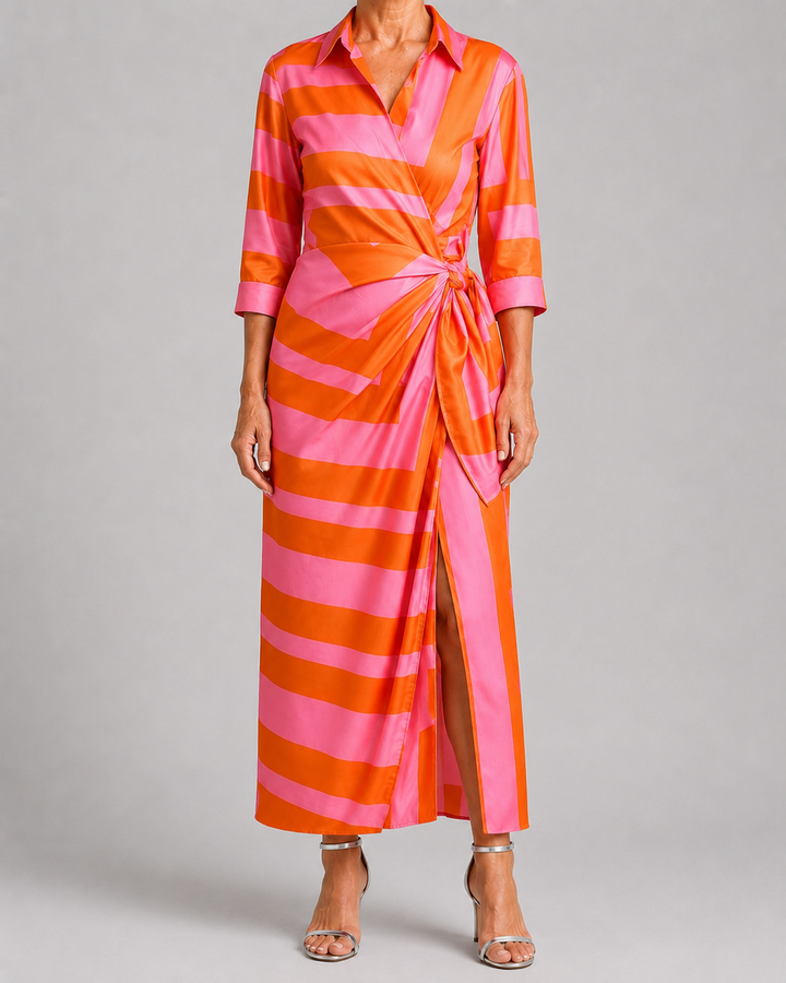 Danielle | Leaf Print Maxi Wrap Dress