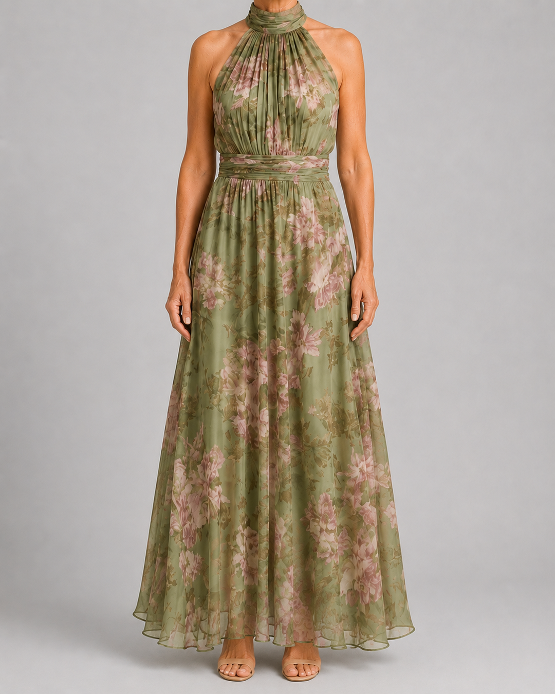 Frances | Gathered Halter Midi Dress