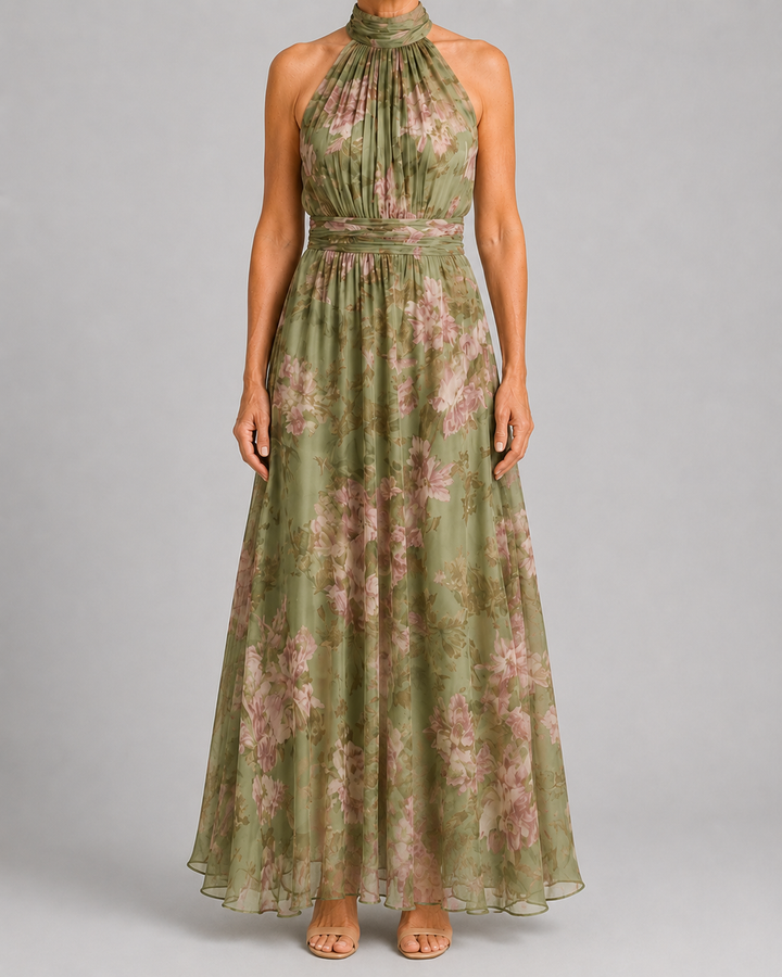Frances | Gathered Halter Midi Dress