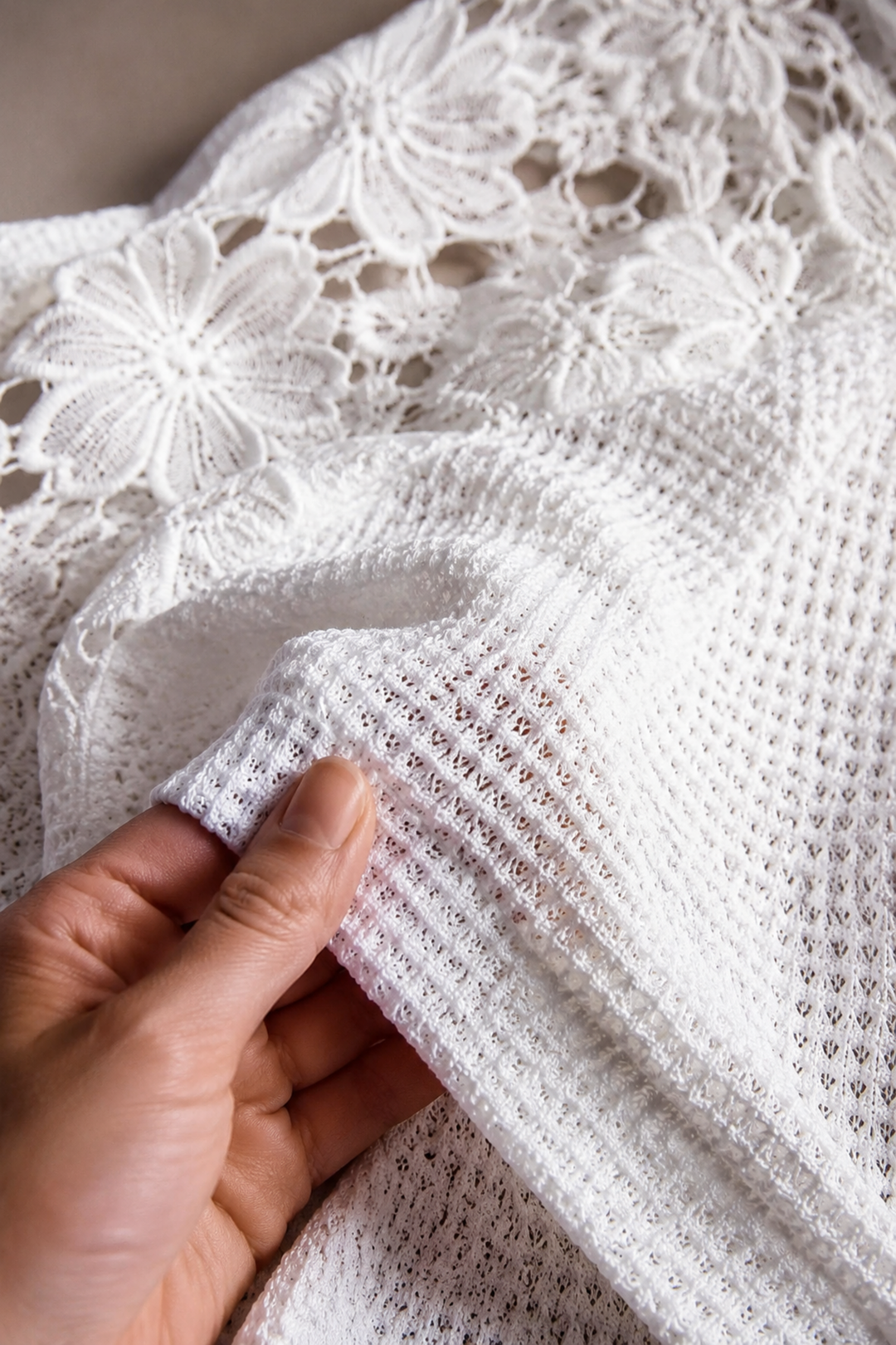 Barbara | Lace Trim Raglan Hoodie fabric texture close-up