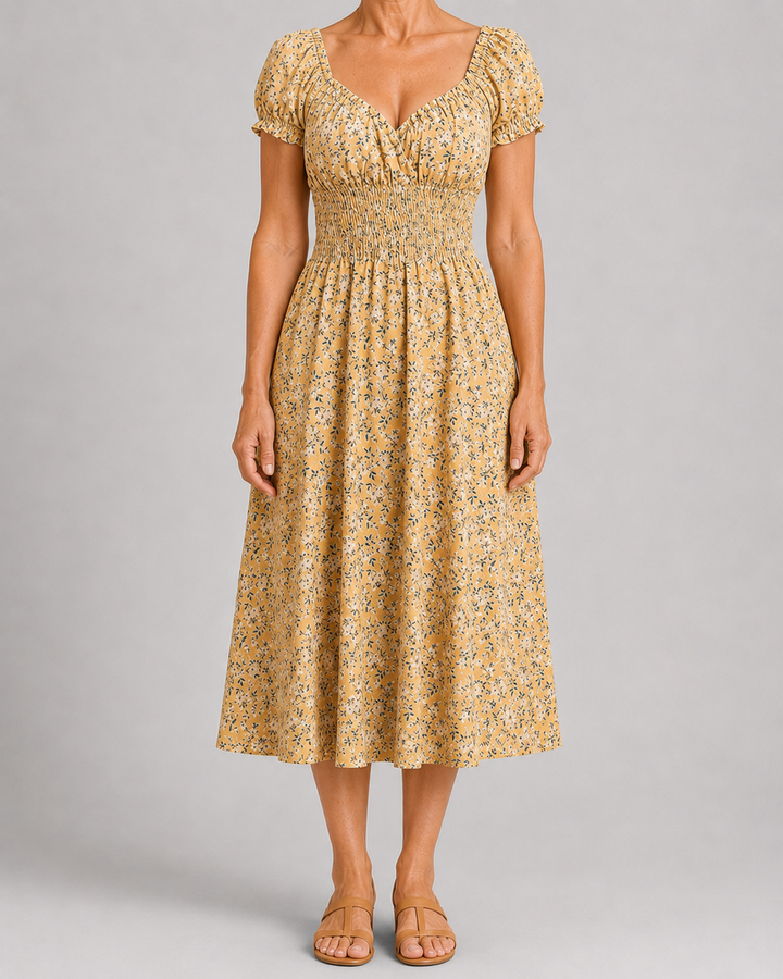 Marissa | Bohemian Pleated Midi Dress