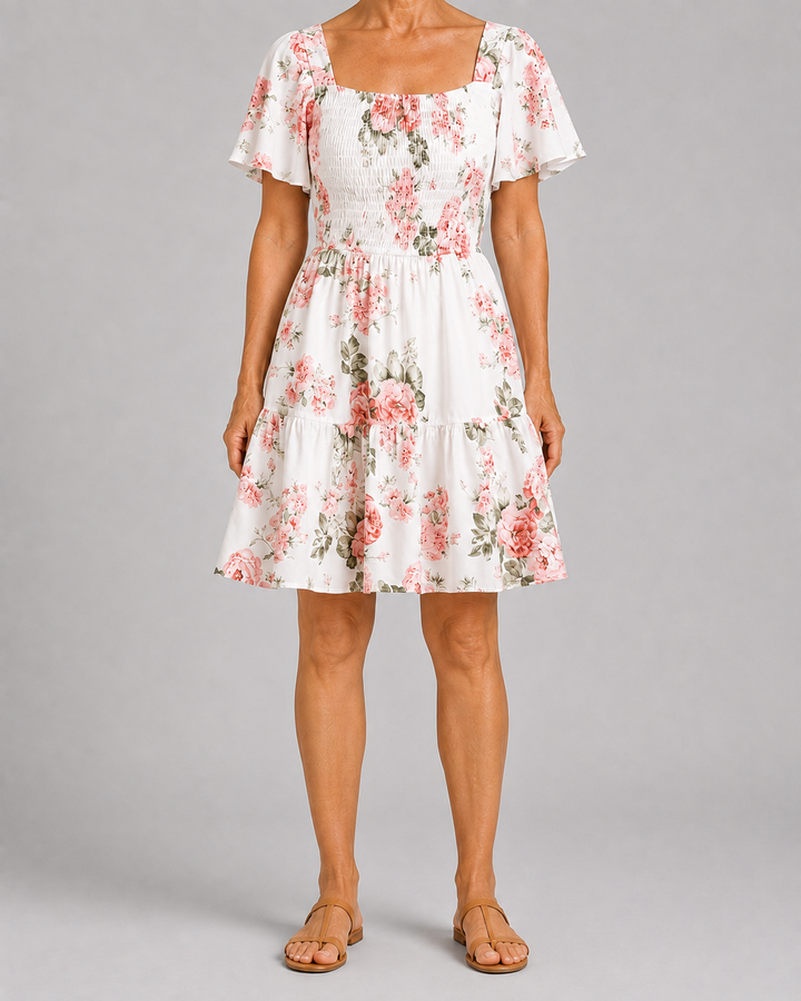 Lorraine | Floral Waist Tie Dress
