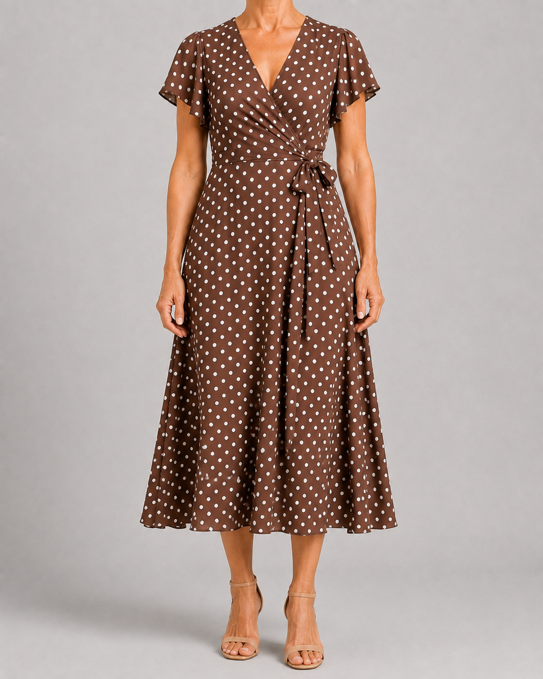 Sandra | Polka Dot Cross Neck Dress