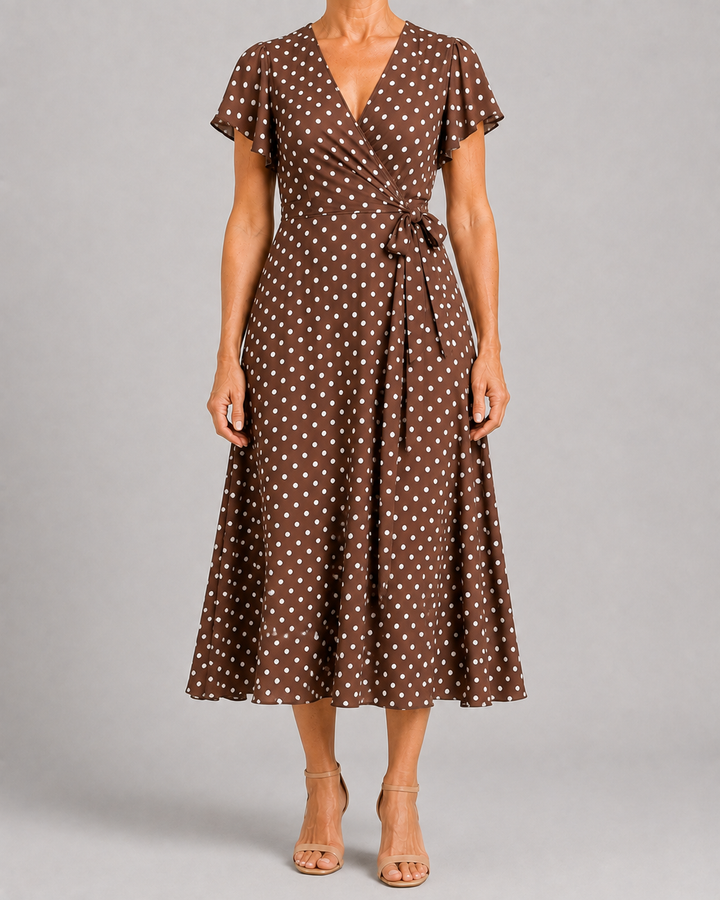 Sandra | Polka Dot Cross Neck Dress