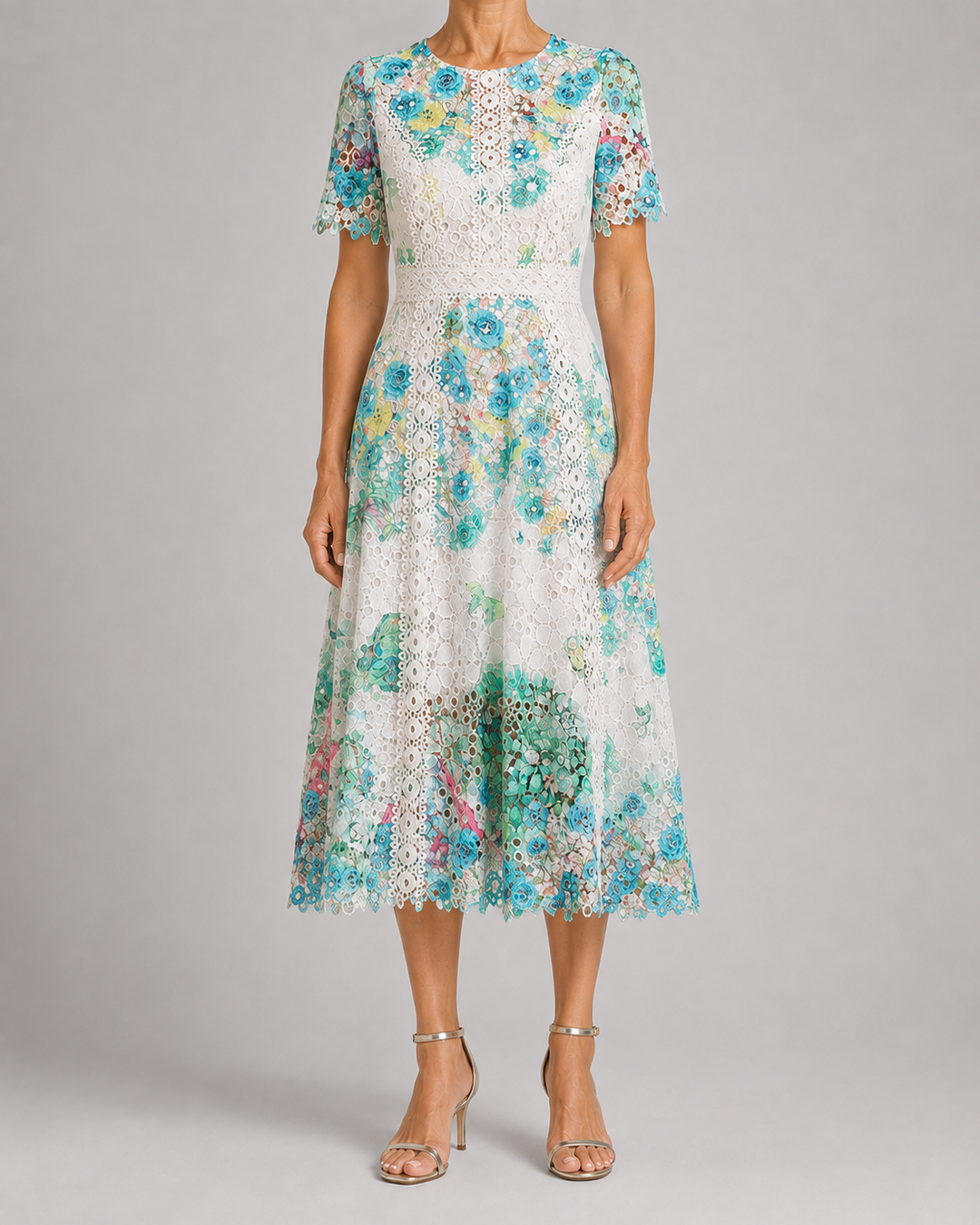 Rosalyn | Openwork Lace Fitted Midi Dress