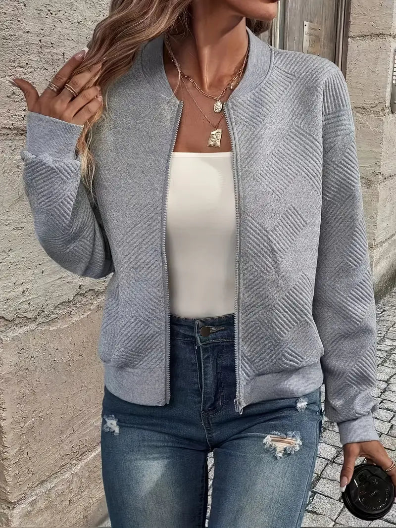 Jessica | Textured Zip-Up Cardigan
