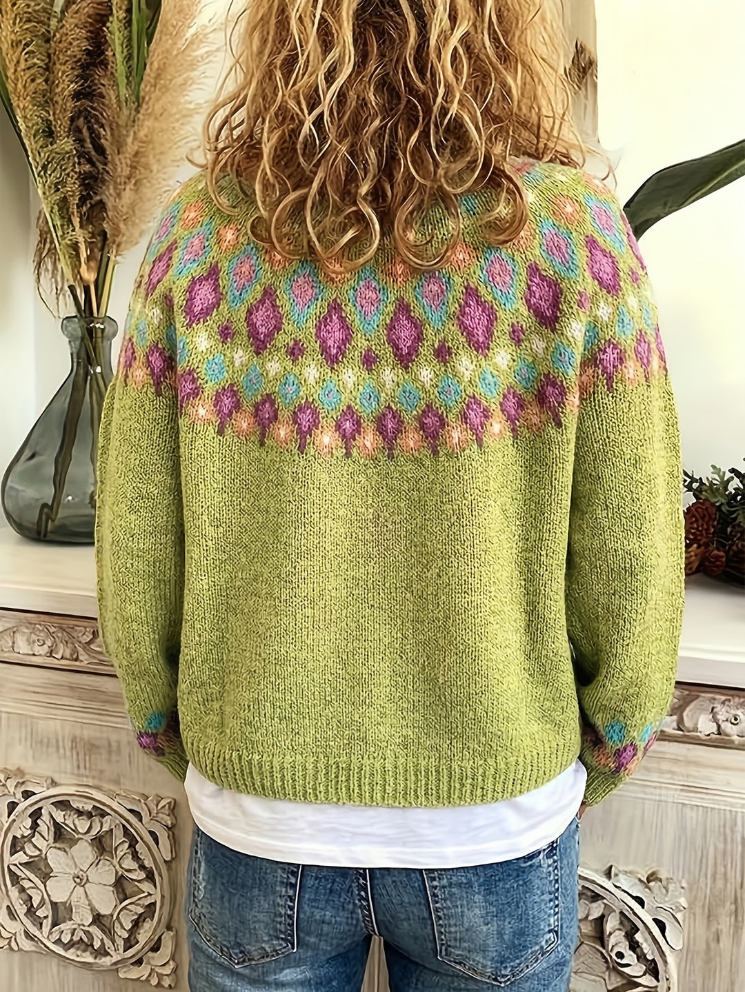 Fair Isle-trui met motief aan de achterkant voor dames