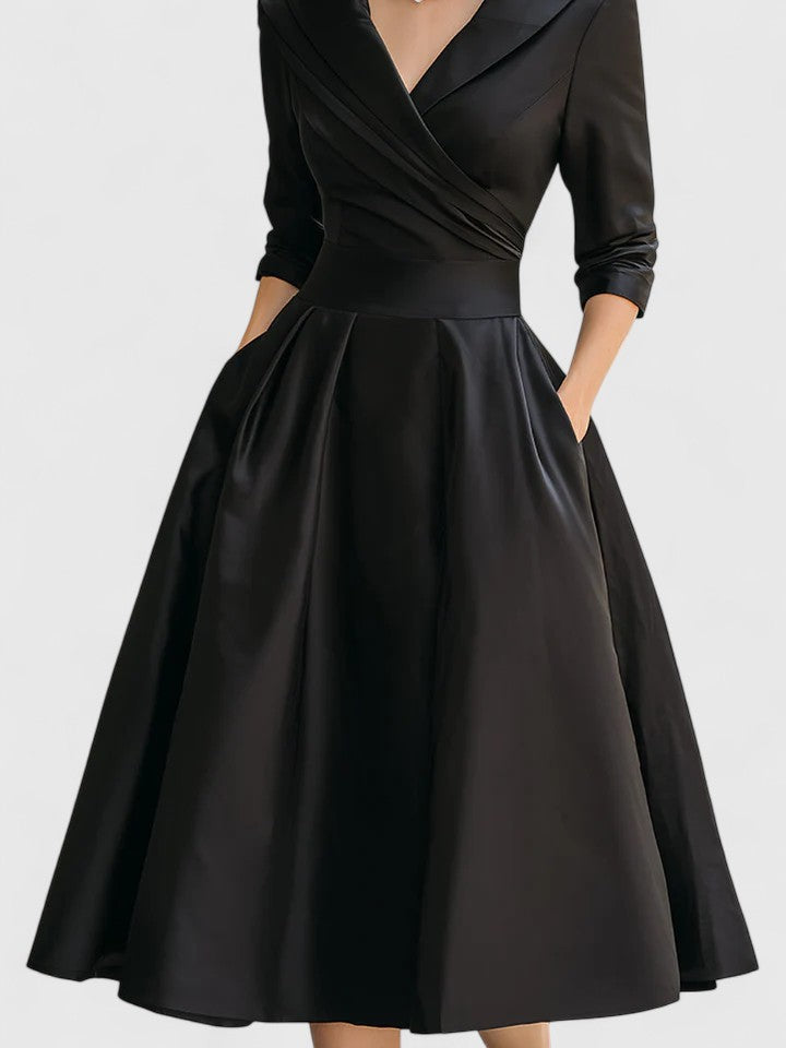 Evelyn | Portrait Collar Midi Dress
