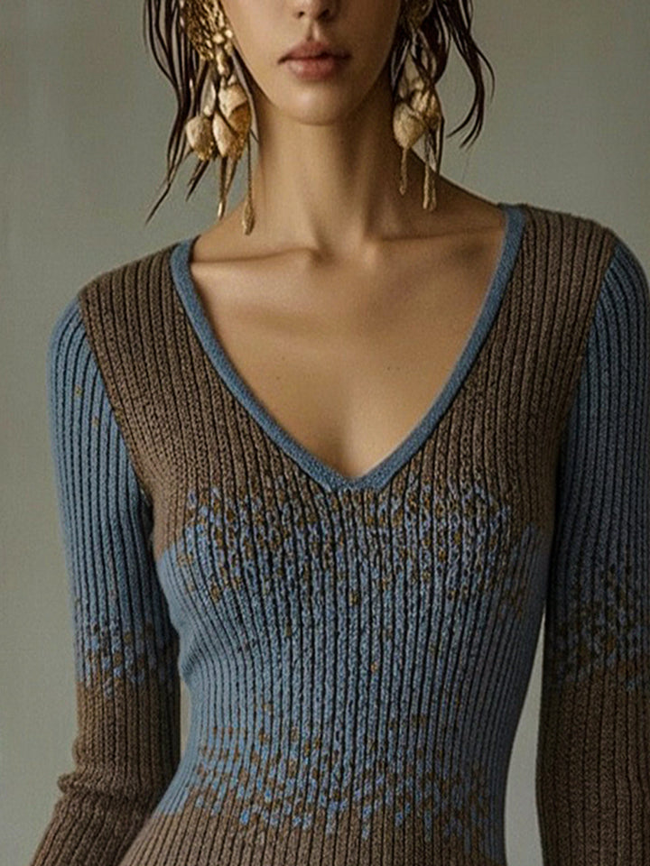 Ribbed Knit Lace Trim Mini Dress