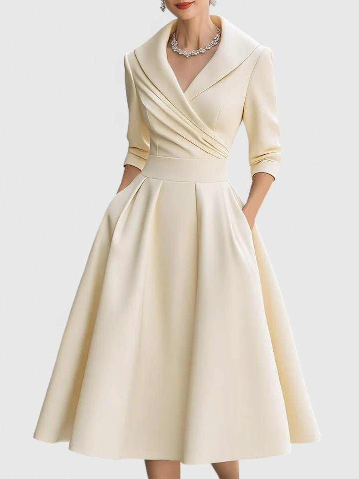 Evelyn | Portrait Collar Midi Dress