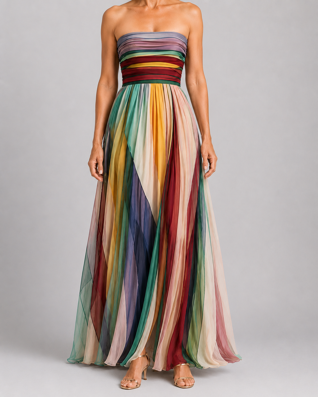 Dolores | Strapless Pleated Maxi Dress