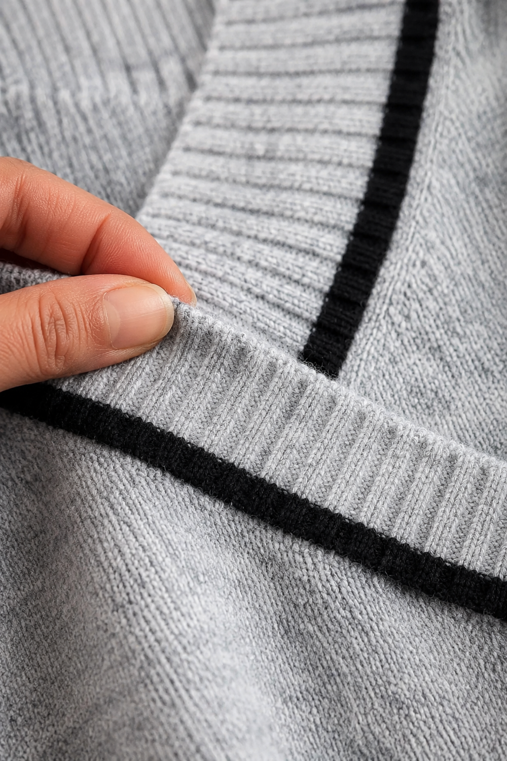 Marjorie | Colour Block V-Neck Sweater fabric texture close-up