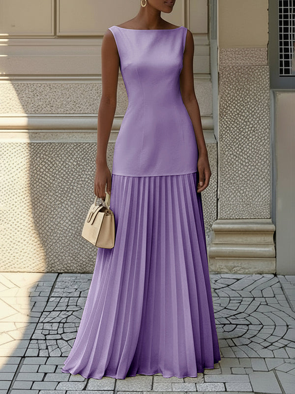 Miriam | Pleated Sleeveless Maxi Dress