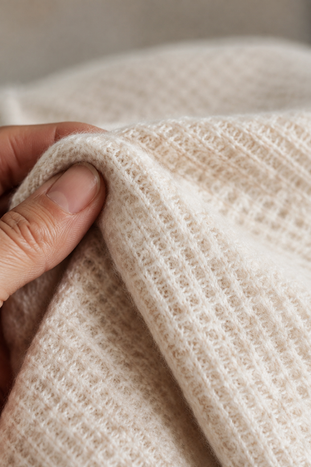 Cassie | Brushed Waffle Knit Sweater fabric texture close-up