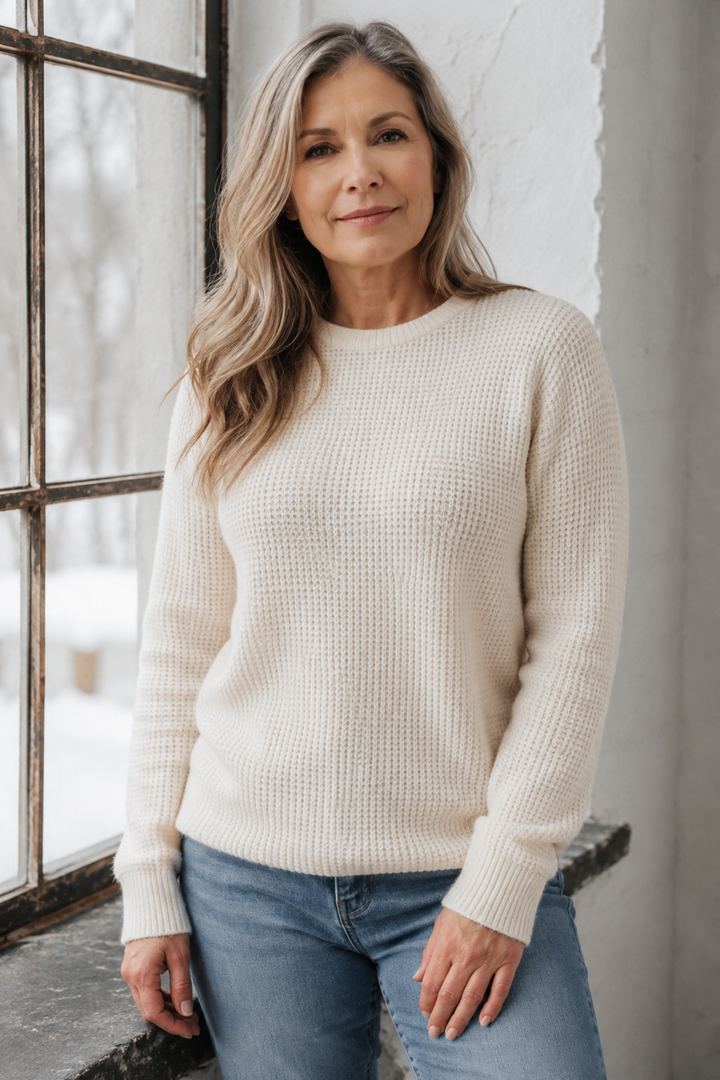 Cassie | Brushed Waffle Knit Sweater editorial product photograph