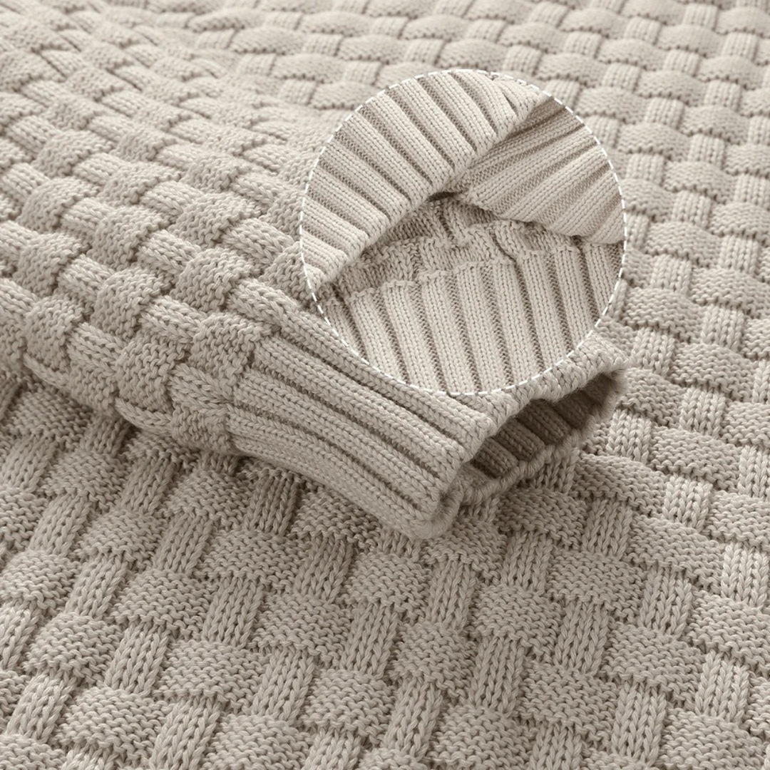 Textured Knit Button Collar Sweater