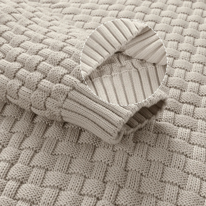 Textured Knit Button Collar Sweater