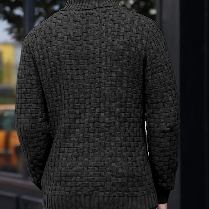 Textured Knit Button Collar Sweater