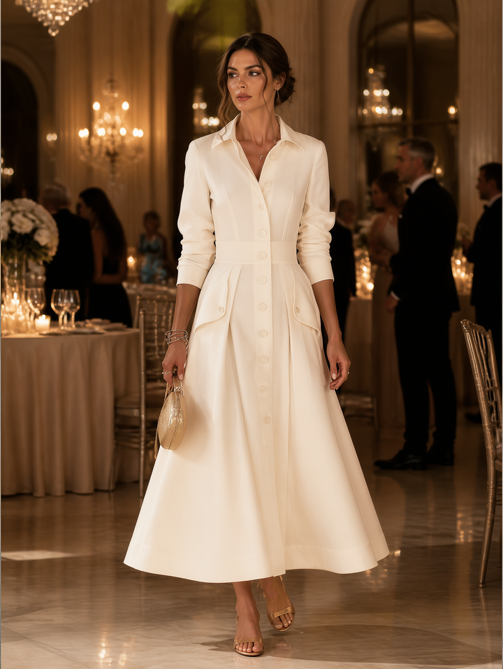 Martha | Pleated Button-Front Maxi Dress