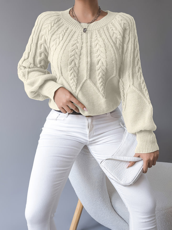 Janet | Chunky Lantern Sleeve Crewneck Sweater