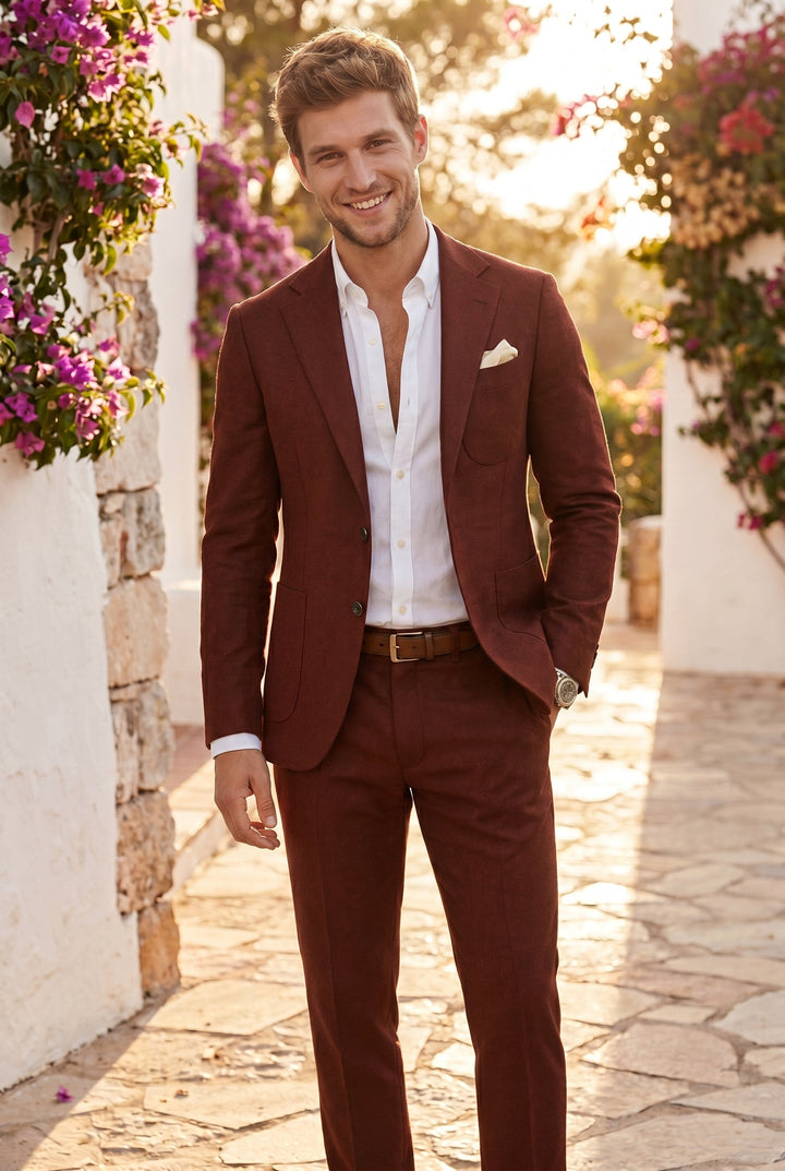 Men's Tailored Suit - Modern Fit Olive Green - All Year Attire