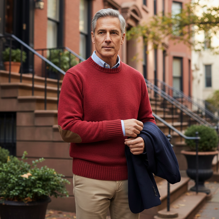 Wool Blend Elbow Patch Sweater
