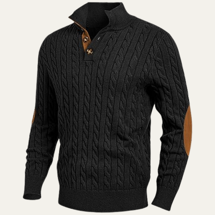 Cable Knit Button Collar Sweater