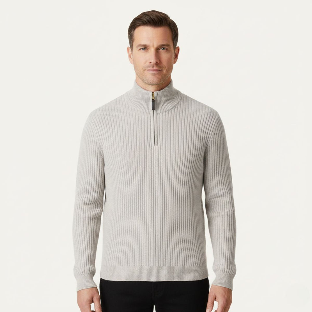Cotton Cable Knit Quarter Zip Sweater