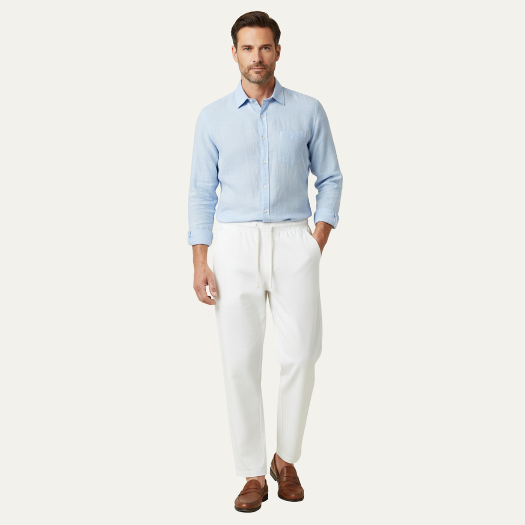 The Glenstone Men’s Lightweight Loose Fit Linen Blend Drawstring Pants