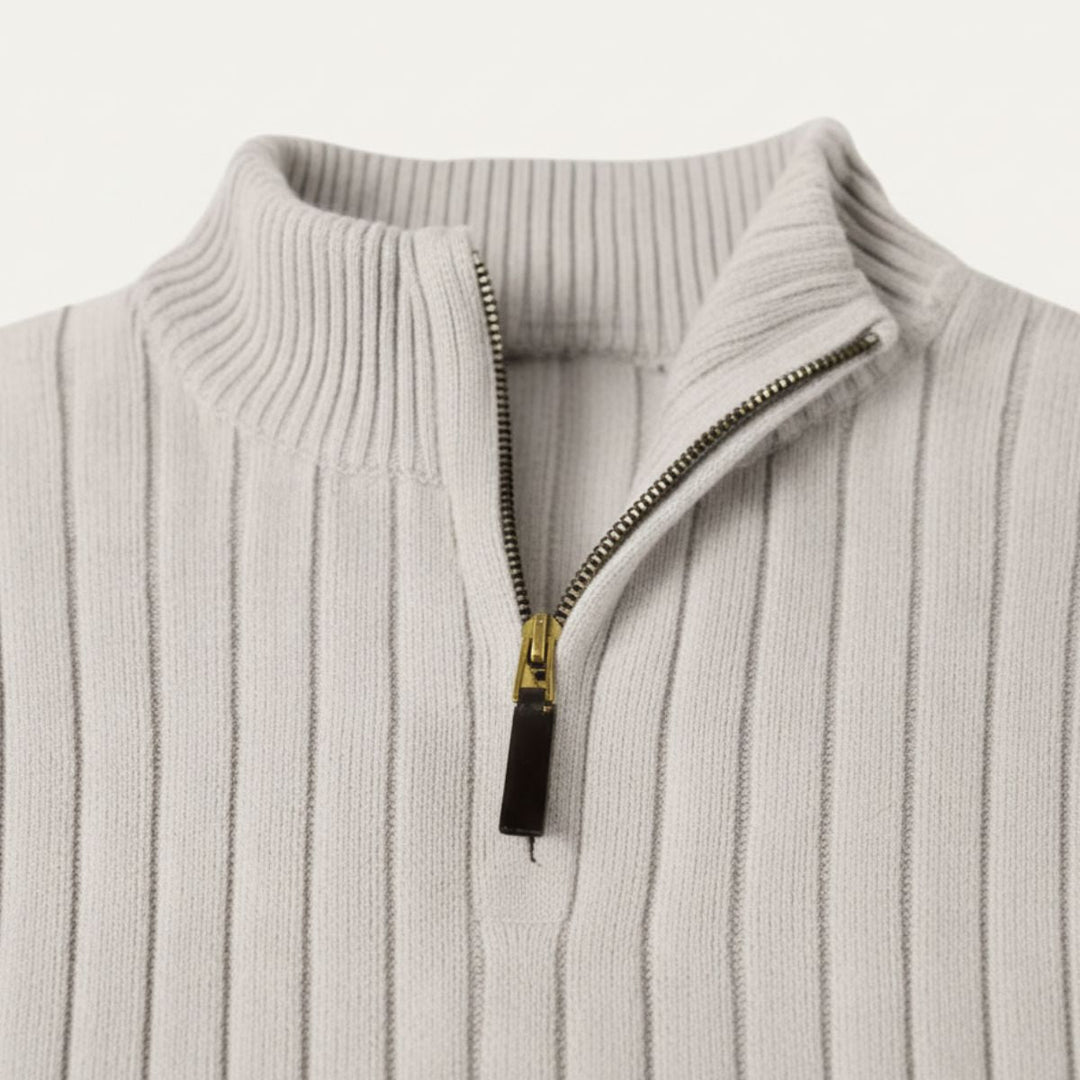 Cotton Cable Knit Quarter Zip Sweater