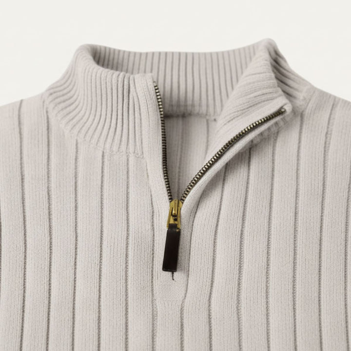 Cotton Cable Knit Quarter Zip Sweater