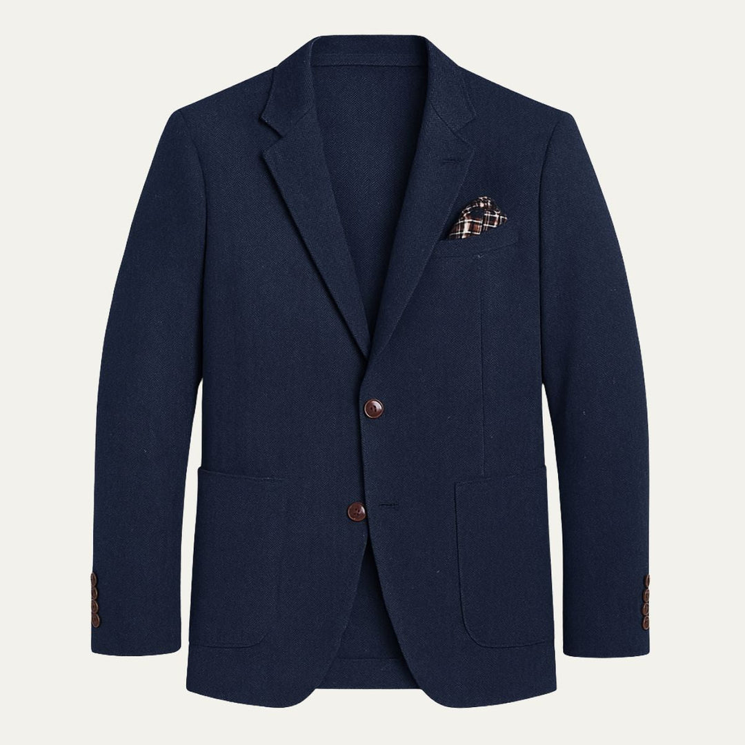 The Gravedona Men’s Office Herringbone Single Breasted Wool Tweed Blazer Jacket