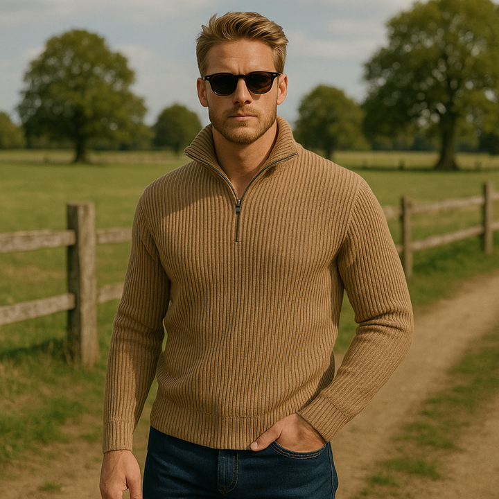Merino Wool Quarter Zip Sweater