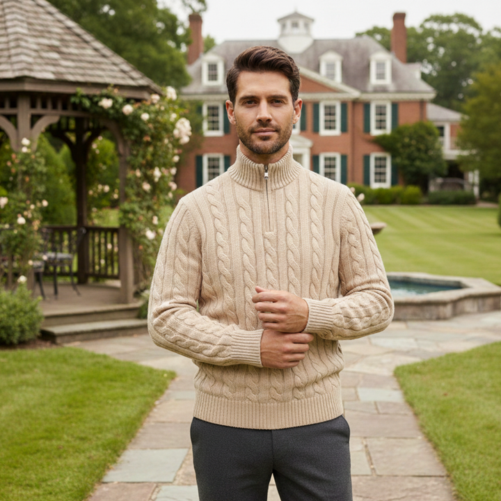 Merino Wool Half Zip Sweater