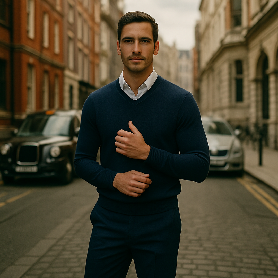 Men's Wool V Neck Sweater