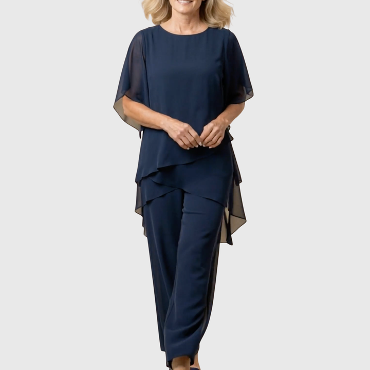 Linda | Suit with Draped Palazzo Pants