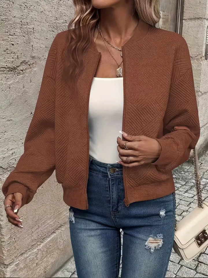 Jessica | Textured Zip-Up Cardigan
