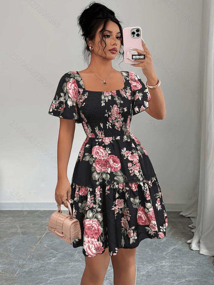 Lorraine | Floral Waist Tie Dress