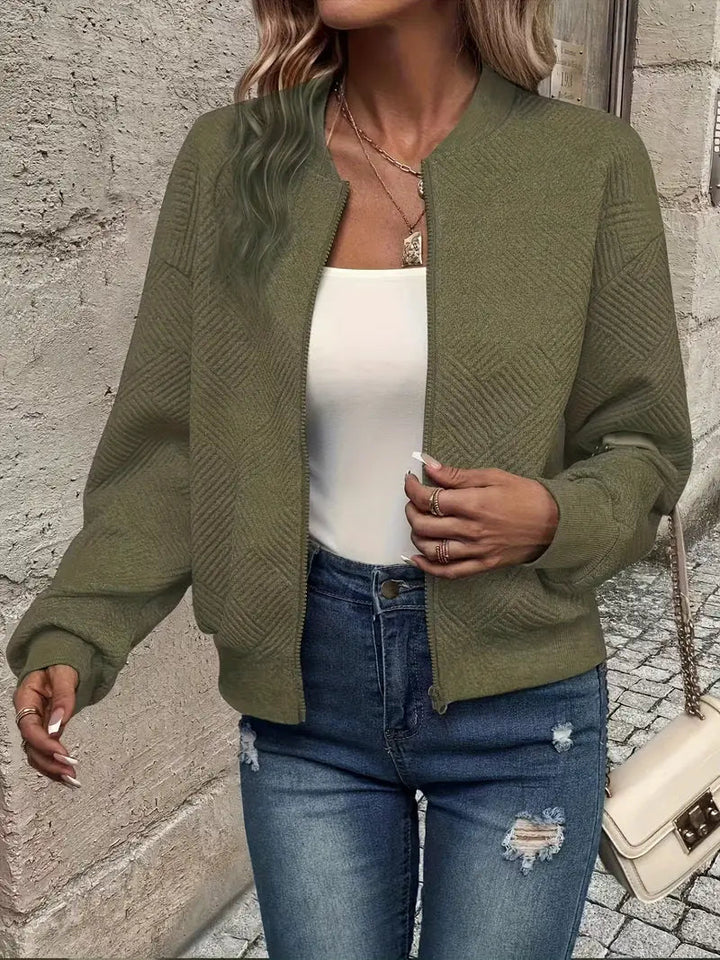 Jessica | Textured Zip-Up Cardigan