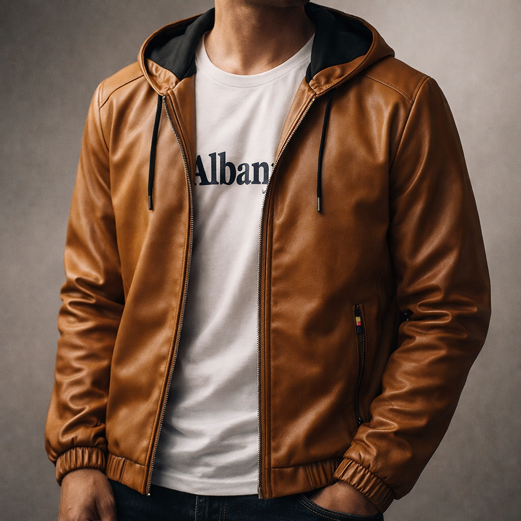 Albany Leather Hoodie
