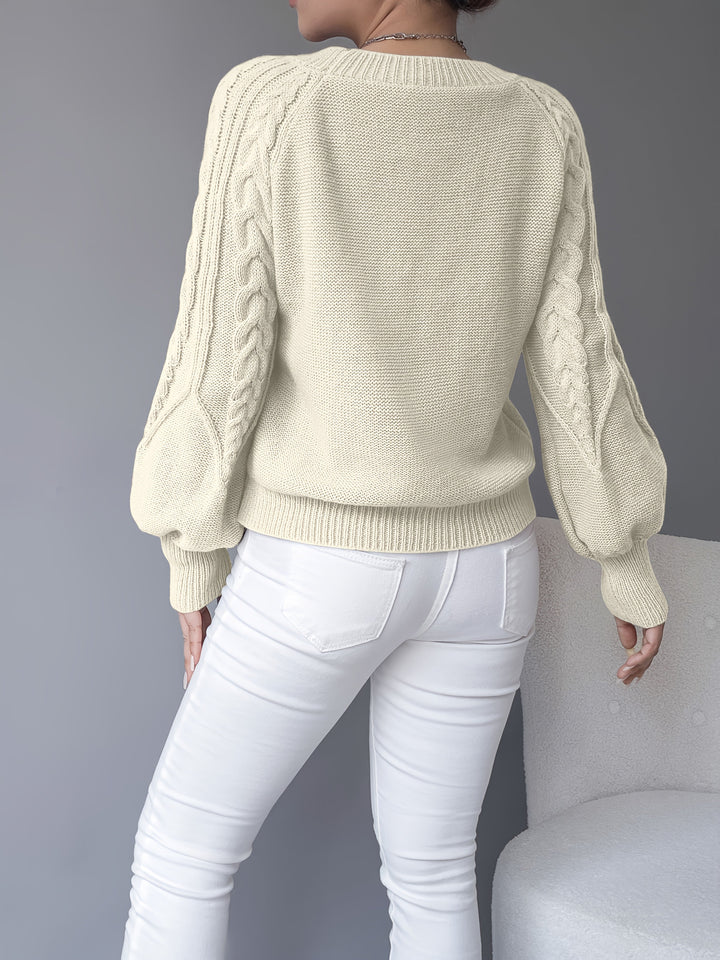 Janet | Chunky Lantern Sleeve Crewneck Sweater