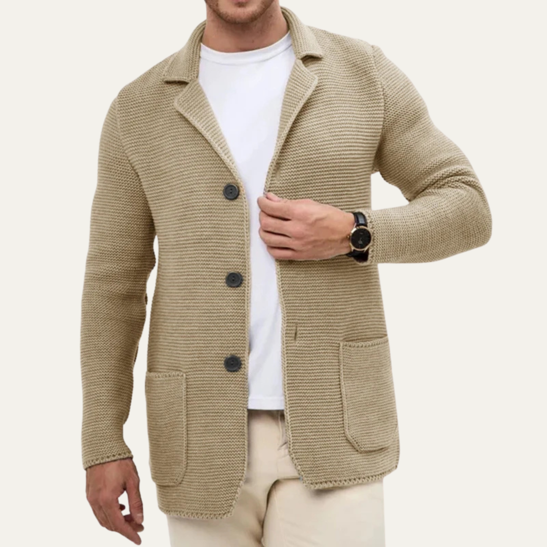 The San Marco Men’s Trendy Knitted Button Down Blazer Cardigan