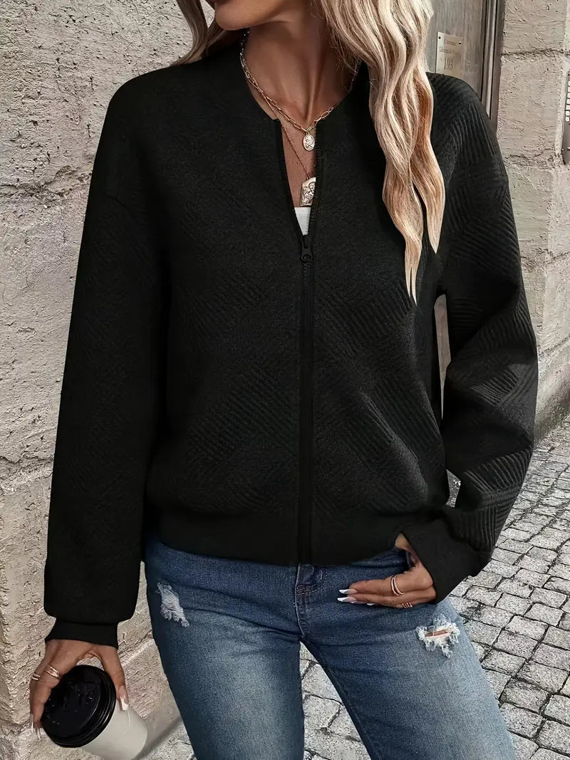 Jessica | Textured Zip-Up Cardigan