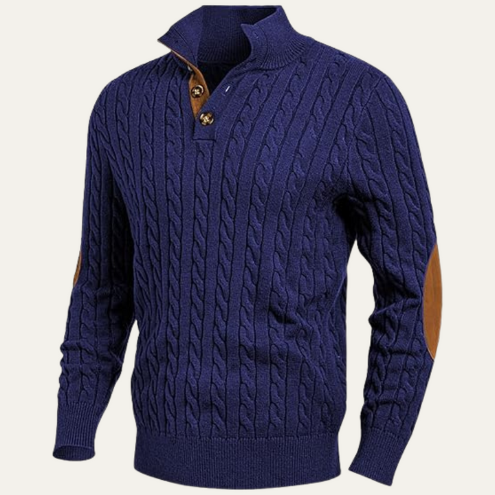 Cable Knit Button Collar Sweater