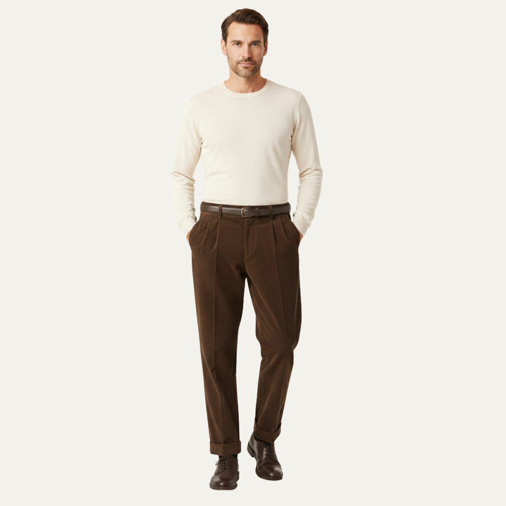 The Timberwood Men's High Waist Pleated Straight Leg Formal Pants